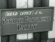 A sign that reads: (Head Office) of the Peoples Progressive Party
