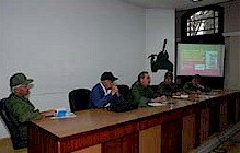 Ral and other leaders in an early-morning meeting of the Camagey Defense Council.